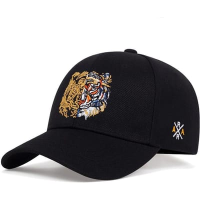 Casquettes de Baseball Unisexes Broderie Tigre Animal Print Printemps Été Extérieur Réglable Casquettes Décontractées Chapeau Pare-soleil black