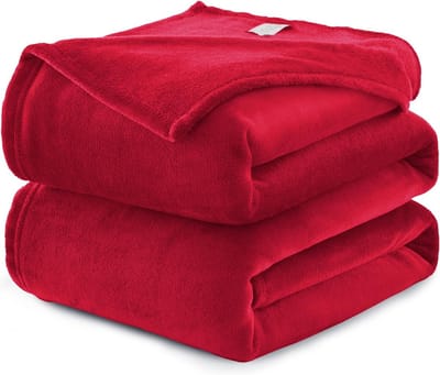 Knusse Fluffy Deken - Fleece Deken Rood 220x240 cm - Zachte XXL Woondeken voor Bank