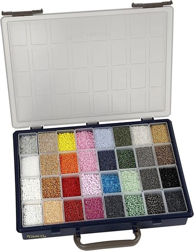Opslag box, afm 33,8x26,1 cm, h: 5,7 cm, 32 losse vakken, 1stuk, gatgrootte 3,9x5,5x4,7 cm
