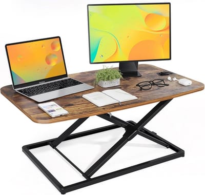 Bureau Converter - Verstelbaar Bureau - Comfortabel Werken - Geen Montage Nodig - 31 Inch Werkruimte - Rustiek Bruin