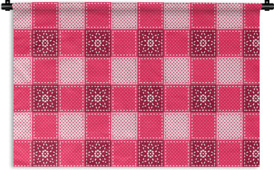 Wandkleed - Wanddoek - Roze - Patronen - Bloemen - 90x60 cm - Wandtapijt