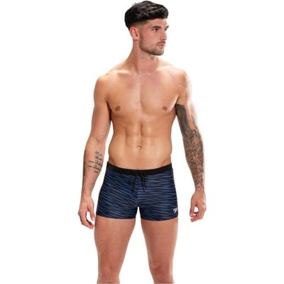 Speedo Heren Valmilton Golvend patroon slanke zwembroek (ZWART/BLAUW)