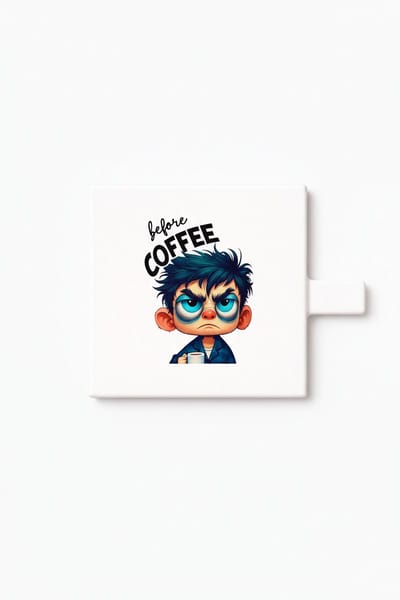 Grappige Koffieliefhebber Keramische Tegel – “I Love Coffee” Chagrijnige Ochtend Cartoon Decoratieve Cadeau Tegel voor Koffie Fans