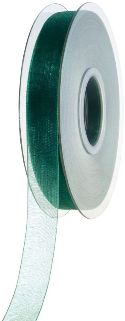 Organza lint groen cadeaulint geweven rand dennengroen 15mm 50m