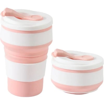 350/500 ml siliconen opvouwbare koffiemok met rietje lekvrij deksel BPA-VRIJE opvouwbare koffiemok voor reizen, wandelen, picknicken 350-500ML