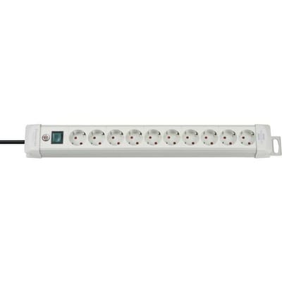 Brennenstuhl 1955500100 Stekkerdoos met schakelaar 10-voudig Lichtgrijs Randaarde stekker 1 stuk(s)