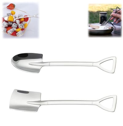 2 stuks - roestvrijstalen dessertlepel - koffieroerder - cakedessertlepel - lepel - duurzaam - gemakkelijk schoon te maken - puntige + vierkante kop - geschikt voor keuken, theekransje, feest