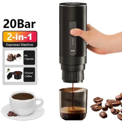 Primaro Koffiezetapparaat - Koffiemachines - Elektrisch Koffiezetapparaat - Draadloos - Draagbaar - Oplaadbaar - Dolce Gusto Capsules & Gemalen koffie