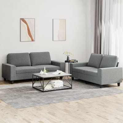 vidaXL - 2-delige - Loungeset - stof - donkergrijs