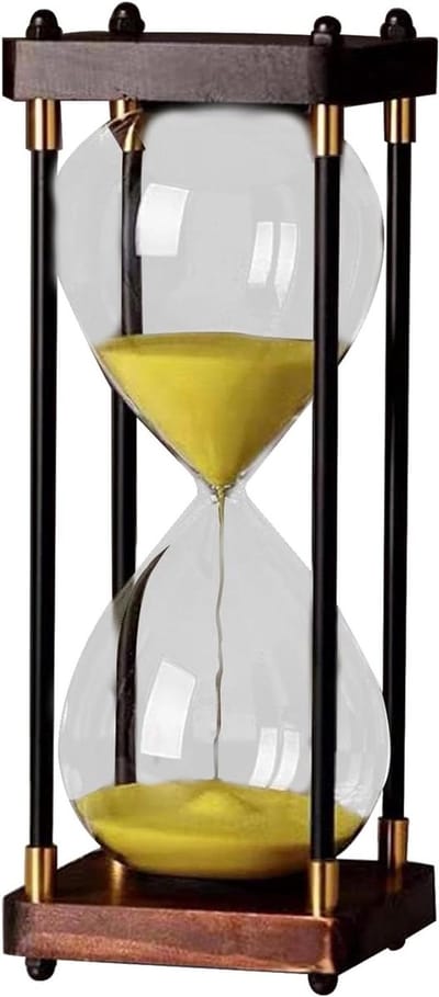 Creatieve zandloper - Decoratieve timer - Tijdbeheer oefenen - Stabiel ontwerp met steunstangen - 60 minuten - Geel