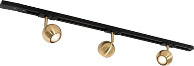 QAZQA gissi - Moderne Spot railsysteem verlichting, railverlichting geschikt voor led - 3 lichts - L 100 cm - Zwart Goud - Woonkamer | Slaapkamer | Keuken