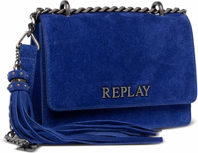 REPLAY Leren Schoudertas Crossbody Bag Blue China Blauw