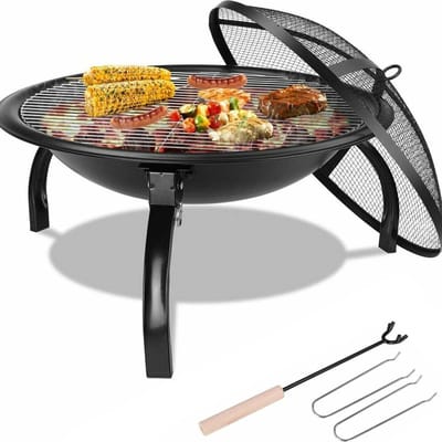 BBQ vuurkorf deluxe - 2 in 1 - Ook voor BBQ - Vuurpit buiten - Met Vonkenscherm - Metaal