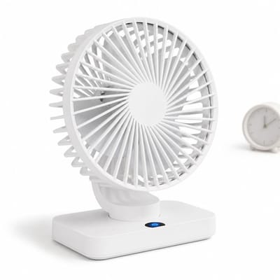 VHV-Bureauventilator met LED-Display - Oplaadbare Ventilator met 5 Snelheden - Oscillerende Tafelventilator - Stille Ventilator voor Thuis en Kantoor - Ijs-wit