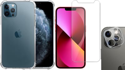 TechNow Shock Proof Backcover geschikt voor iPhone 13 Pro - Screenprotector en Camera Screen Protector - Transparant
