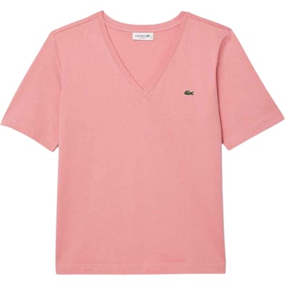 Lacoste Dames/Dames Geborduurd Logo Katoenen Jersey T-shirt (Roze)