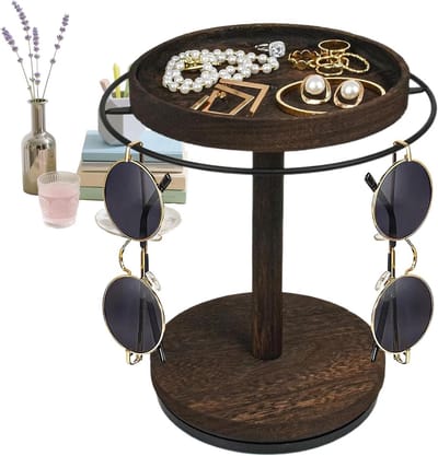 Zonnebril Organizer - Brillen Display - Ruimte Besparen - 360 Graden Rotatie - 16 Brillen - Houtkleurig