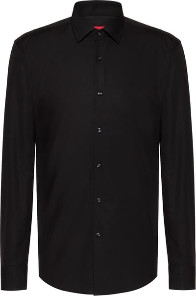 HUGO Kenno slim fit overhemd - popeline - zwart - Strijkvriendelijk - Boordmaat: 38