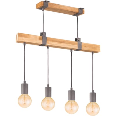 Home Sweet Home - Landelijke Hanglamp Denton - geschikt voor E27 LED lichtbron - 3 lichts hanglamp gemaakt van Hout - 70/14/128cm - Pendellamp