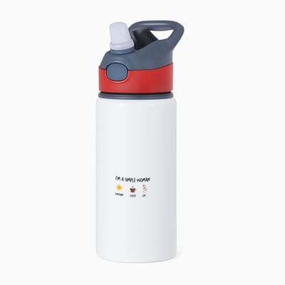 Hacebo® - I'm a simple woman sunshine, coffee, cat waterfles met rietje rood - Quotes - vrouwen die simpel zijn - vrouwen - quotes - verjaardagscadeau - verjaardag - cadeau - kado - geschenk - gift - water fles - 650ML