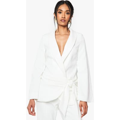 boohoo Dames Occasion op maat gemaakte wrap tie blazer | Ivoor | Maat: 38