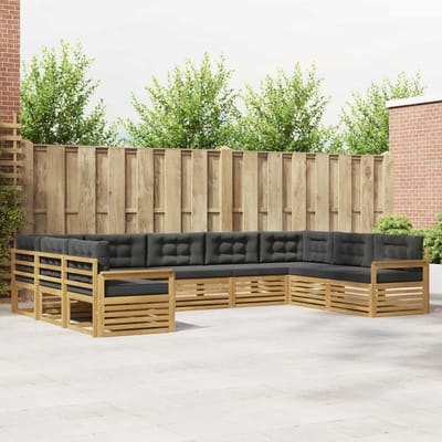 vidaXL - Buiten - bank - set - 9 - st - Wit - en - antracietkleurig