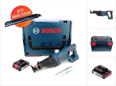 Gratis Bosch hardmetalen reciprozaagblad Bosch GSA 18 V-LI accu reciprozaag 18 V + 1x accu 2.0 Ah + L-Boxx - zonder oplader