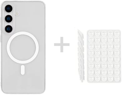 MagSafe Compatible Hoesje voor Samsung Galaxy S25 met Telefoonhouder Dubbelzijdig 40 Zuignapjes zoals Octobuddy –Wit Telefoonhouder Shockproof Hoesje