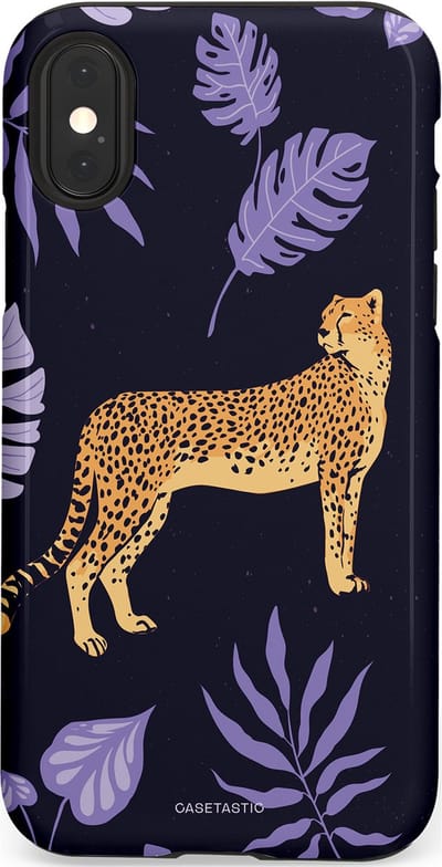Casetastic Hoesje Geschikt voor Apple iPhone X/Xs - Stijlvolle Beschermende Duo-layer Case - Cheetah snelheid