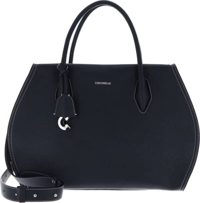 COCCINELLE Leren schoudertas handtas Lord Handbag Grained Leather Midnight Blue donkerblauw