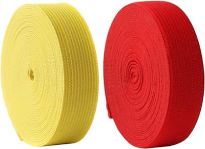Elastic band voor het naaien van broeken, mouwen, handschoenen en hoeden, 2 stuks, rood en geel (2 cm x 5 m) - veelzijdig en duurzaam naaimateriaal