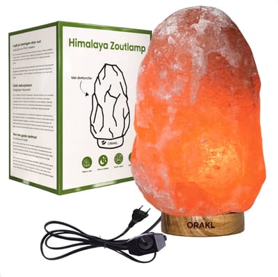 Dimbare Himalaya Zoutlamp Aura - 2-4 KG en ca. 20 cm - Nachtlamp - Tafellamp - Cadeauverpakking