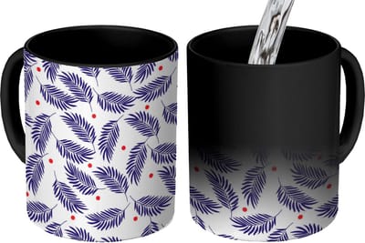 Magische Mok - Foto op Warmte Mokken - Koffiemok - Tropisch - Bladeren - Patronen - Stippen - Magic Mok - Beker - 350 ML - Theemok