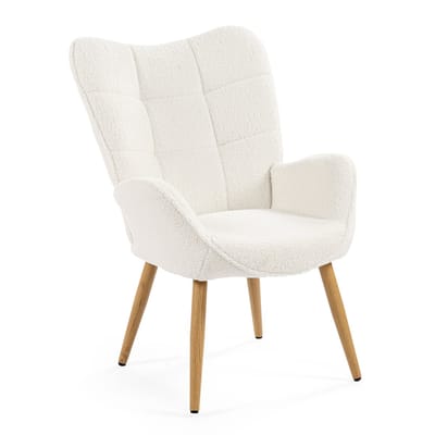 MEUBLES COSY Fauteuil - Scandinave Medium rug Boucle-stof Comfortabele zit - Wit