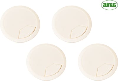 AMIG Witte Kabeldoorvoer 60mm - 4 Stuks Verstelbare Kabeldoorvoering - Modern Kabelmanagement voor Bureaus