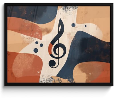 Poster in lijst - Fotolijst 70x50 cm - Posters - Sleutel - G - Abstract - Beige - Posterlijst zwart - Decoratie - Wanddecoratie woonkamer - Muurdecoratie slaapkamer