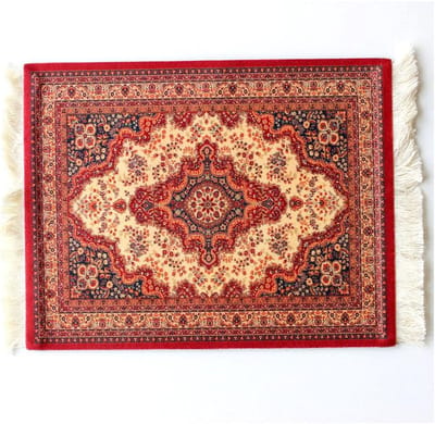 Muismat Mini Oosterse Mat Patroon Textiel Stof Kleine Muismat Met Kwasten Katoen Muismat Computer Accessoires Onderzetter 28 x 18 cm 12# Rood