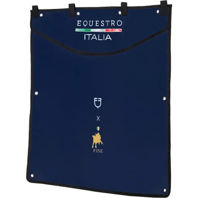 Stalhek met geborduurd logo Equestro X Fise 135x130
