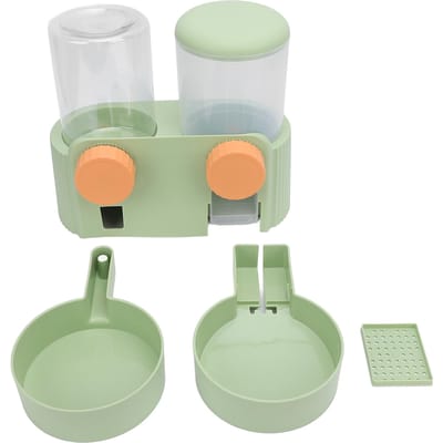 Huisdierenvoederbak Waterfles Dispenser Multifunctionele Hangende Automatische Zelfvoeder- en Waterbakset groen