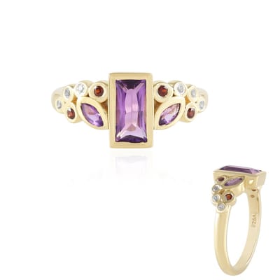 Cavill - Verstelbare 925 Sterling Zilver Ring - Zambiaanse Amethist 0.765ct - Granaat - Witte Topaas - Luxe Edelstenen
