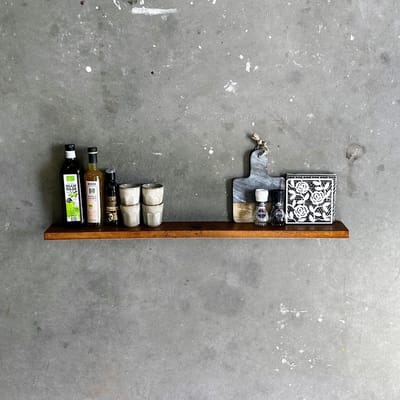 GoudmetHout® Zwevende Wandplank Industrieel - 40 x 10 cm Muurplank - Donker Eiken Hout - Decoratie Wandrek & Boekenrek - Hangplank Keuken - Floating Wall Shelf met Blinde Montage