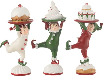 J-Line figuur Bakkerij Elf - polyresin - mix - 3 stuks