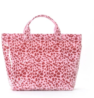 Tote bag met luipaardprint - Handtas - Dames-tote van PVC met luipaardprint - Grote werktassen - Handtas met print - Trendy slouchy strandtas - Reistas met één schouderriem - Roze luipaardprint - 44 x 31 x 12,5cm