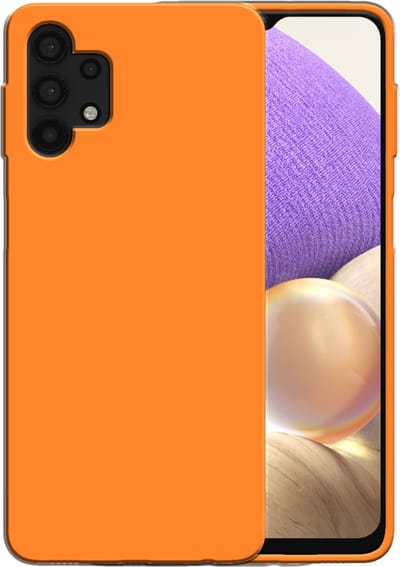 Smartphonica Siliconen hoesje voor Samsung Galaxy A32 5G case met zachte binnenkant - Oranje geschikt voor Samsung Galaxy A32 5G