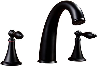 Hudor Wastafelkraan Zwart Messing - Driegats Fonteinkraan Céphise Collectie - Wastafelmengkraan Klassiek Design - Waterbesparend 30%