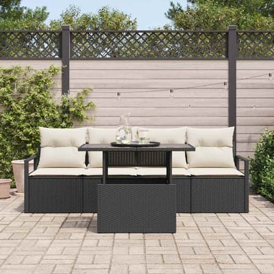 vidaXL - Tuinbank - Set - 5 - st - 4-Aantal - zitplaatsen - Zwart - en - Crème