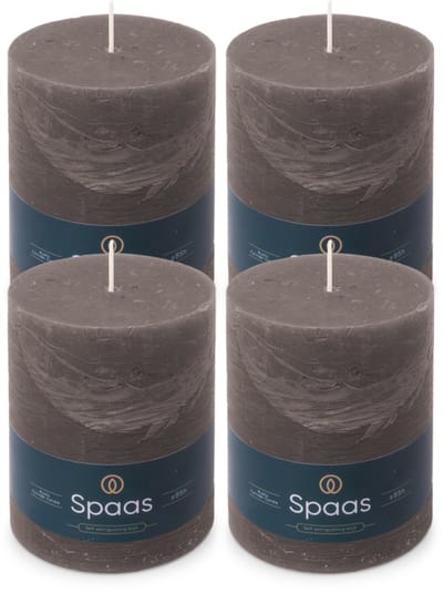Spaas Rustieke Stompkaarsen - Donkergrijs - 100/130mm - circa 95u - 4 kaarsen