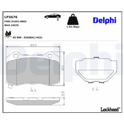 Remblokset DELPHI LP3676, achter