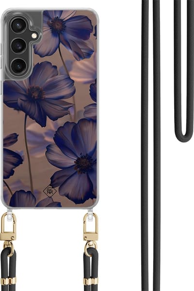 Casimoda® hoesje met koord - Geschikt voor Samsung S24 FE - Twilight Petals - Afneembaar koord - TPU/polycarbonaat - Paars