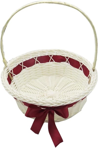 Bloemenmeisje mand - Geweven handmand - Bruiloft decoratie - Handgemaakt rotan - 16 x 20 cm - Bourgondië